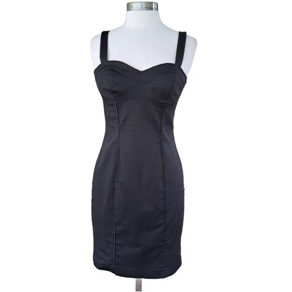 bebe Dresses & Skirts - BEBE Black Sweetheart Corset Mini Dress Size 6 Sateen Sleeveless Sheath